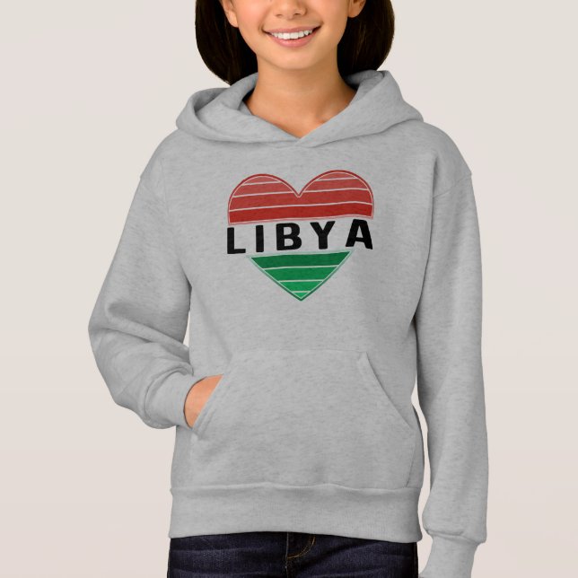 Camiseta Eu amo a Líbia, coração líbio (Frente)