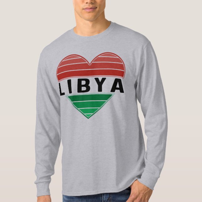 Camiseta Eu amo a Líbia, coração líbio (Frente)