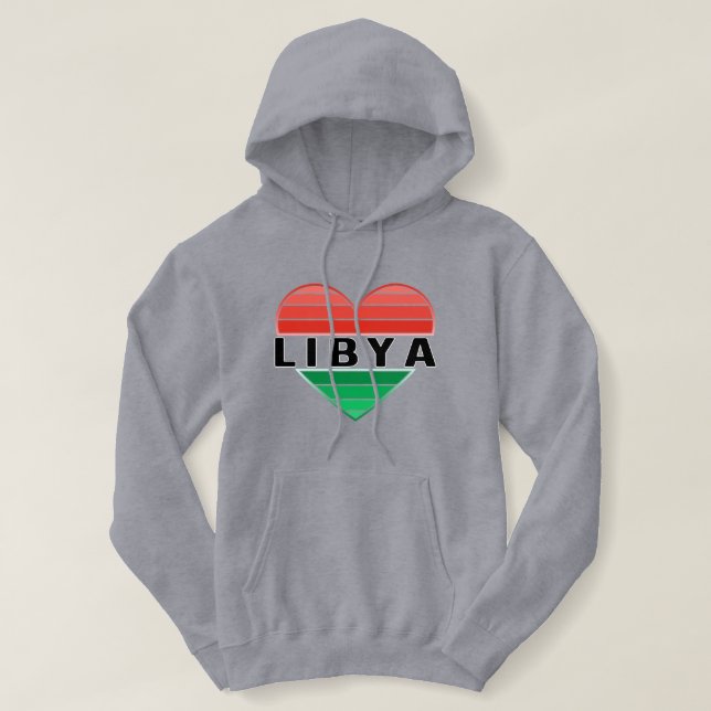 Camiseta Eu amo a Líbia, coração líbio (Frente do Design)