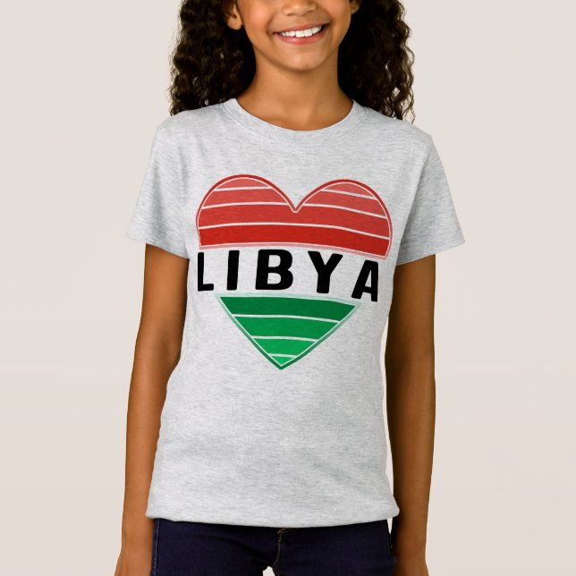 Camiseta Eu amo a Líbia, coração líbio (Frente)