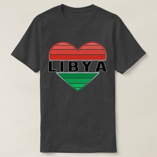 Camiseta Eu amo a Líbia, coração líbio (Frente do Design)