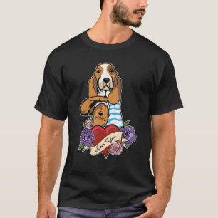 Camiseta Eu Amo A Mãe Tatuagem Design I Engraçado Basset Mã