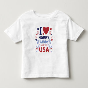 Camiseta Eu Amo a Mamãe, o Papai e os EUA