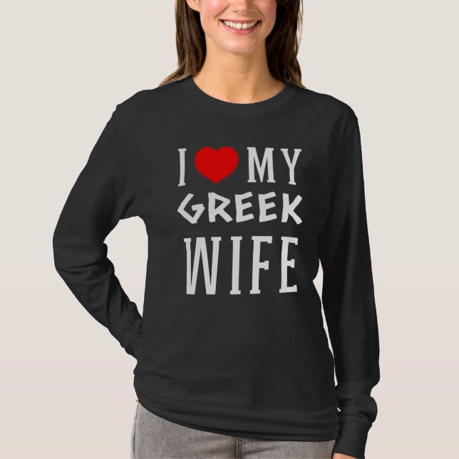 Camiseta Eu Amo A Minha Esposa Grega Vermelha Ele Correspon (Frente)