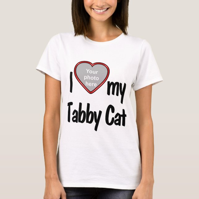 Camiseta Eu Amo A Minha Foto De Gato Vermelho E Coração (Frente)