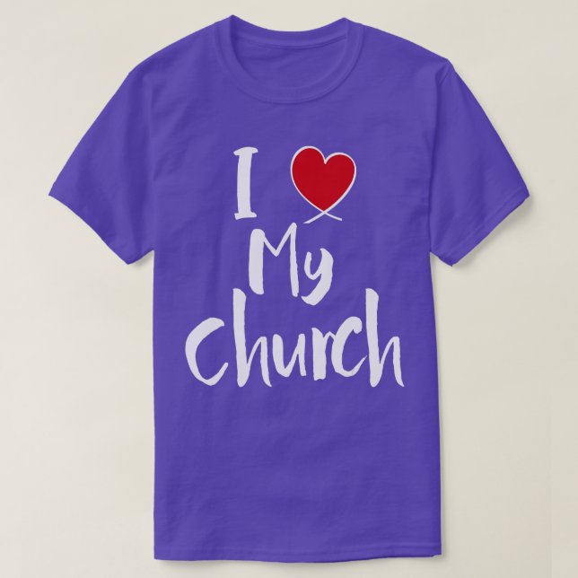 Camiseta Eu Amo A Minha Igreja Coração Cristã Bonita VBS (Frente do Design)