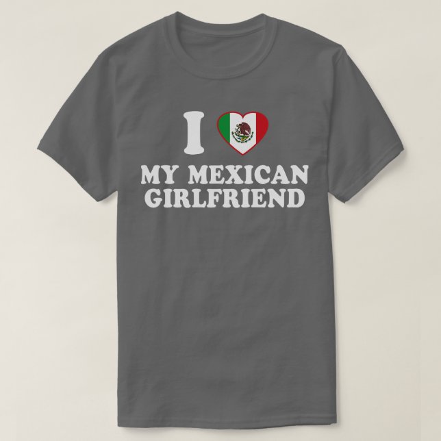 Camiseta Eu Amo a minha Namorada mexicana, México, Bandeira (Frente do Design)