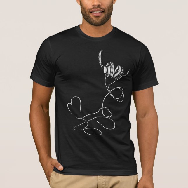 Camiseta Eu amo a música somente para o Tshirt preto (T16) (Frente)