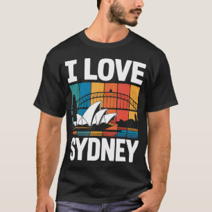 Camiseta Eu Amo a Paisagem Urbana da Casa da Ópera de Sydne