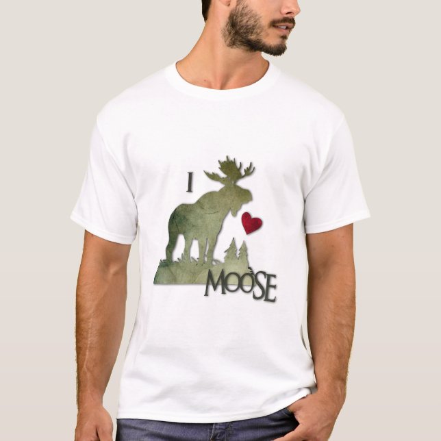 Camiseta Eu amo a parte dianteira dos alces (Frente)