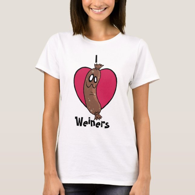 Camiseta Eu amo a parte superior de Weiners (Frente)