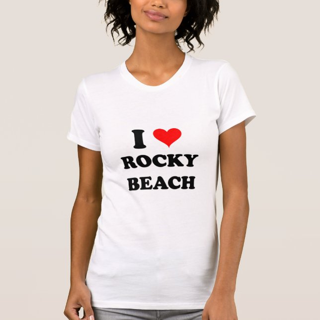 Camiseta Eu amo a praia rochosa Rhode - ilha (Frente)