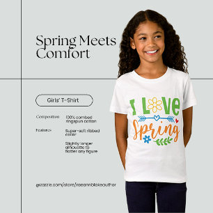 Camiseta "Eu Amo a Primavera" para Meninas em Jers
