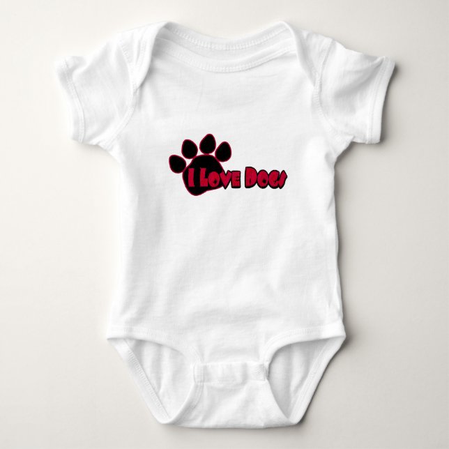 Camiseta Eu amo a roupa do bebê dos cães (Frente)