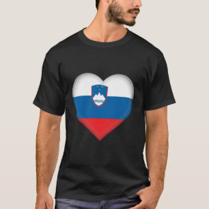 Camiseta Eu Amo a Roupa do Coração da Bandeira da Eslovênia
