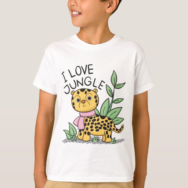 Camiseta Eu Amo A Selva Leopardo Engraçado (Frente)