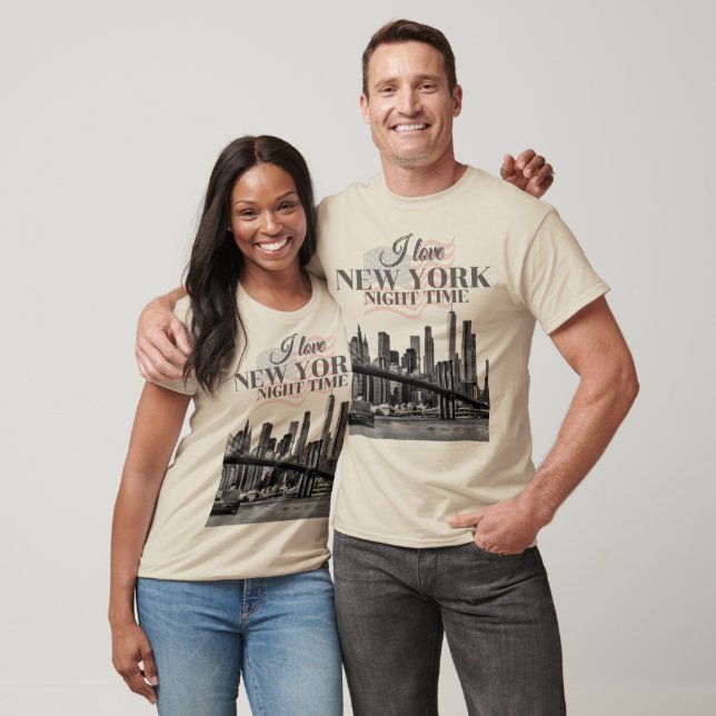 Camiseta Eu Amo a Silhueta Noturna de Nova York  (Unissex)
