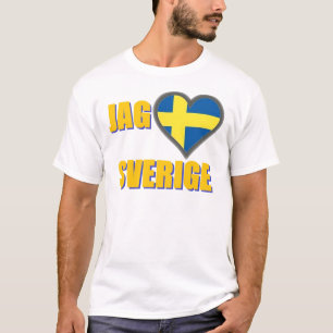 Camiseta Eu amo a suecia (entalhe Älskar Sverige)