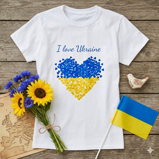Camiseta Eu amo a Ucrânia. Apoio à Ucrânia. (Criador carregado)