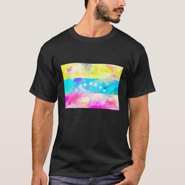 Camiseta Eu Amo a Venezuela em Aquarela (Frente)