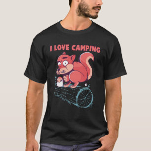 Camiseta Eu Amo Acampamento de Esquilo Fora do Campo