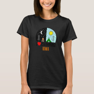 Camiseta Eu Amo Acampamento Iowa América Ao Ar Livre Nature