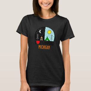 Camiseta Eu Amo Acampamento Michigan América Ao Ar Livre Na