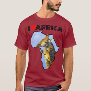 Camiseta Eu Amo África A Vida Selvagem Mapa Girafa Cudles T