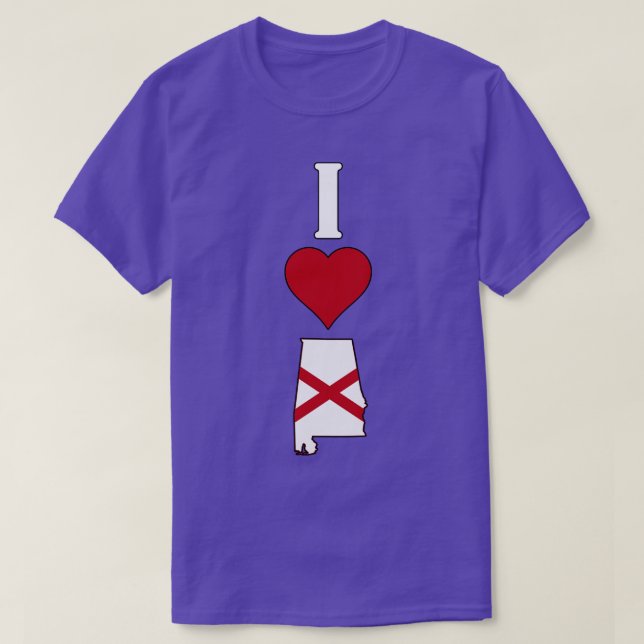 Camiseta Eu Amo Alabama Vertical I Heart State Flag (Frente do Design)