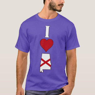 Camiseta Eu Amo Alabama Vertical I Heart State Flag