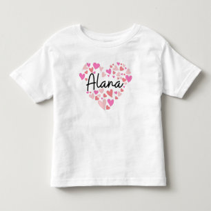 Camiseta Eu amo Alana - corações para Alana