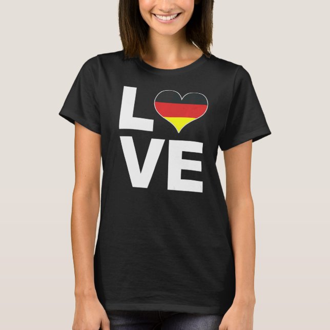 Camiseta Eu Amo Alemanha Heart Flag (Frente)