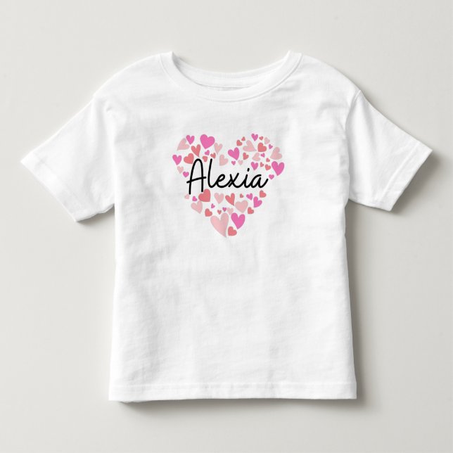 Camiseta Eu amo Alexia - corações para Alexia (Frente)