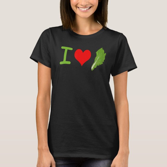 Camiseta Eu Amo Alface Romana Vegana (Frente)