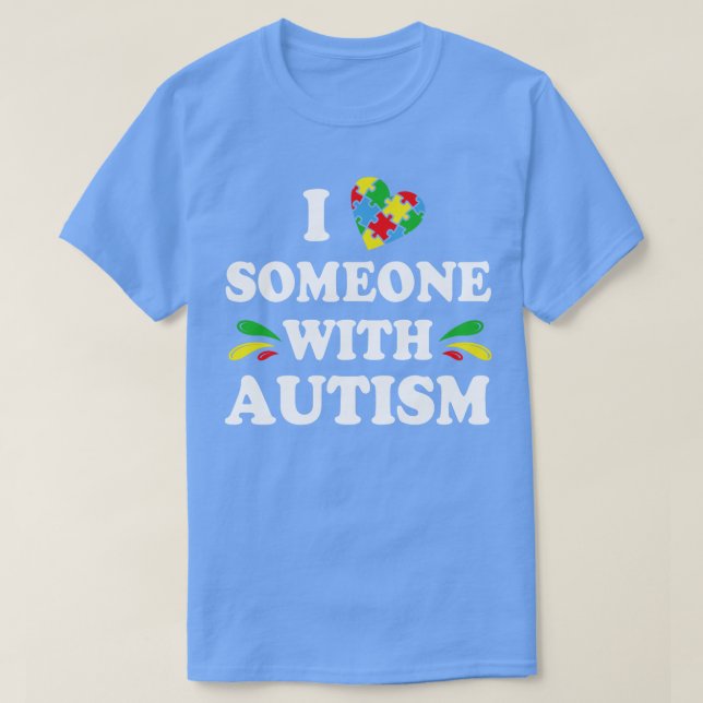 Camiseta Eu Amo Alguém com Autismo (Frente do Design)