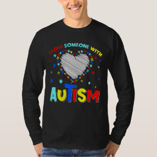 Camiseta Eu Amo Alguém Com Autismo Apoio A Crianças Autista