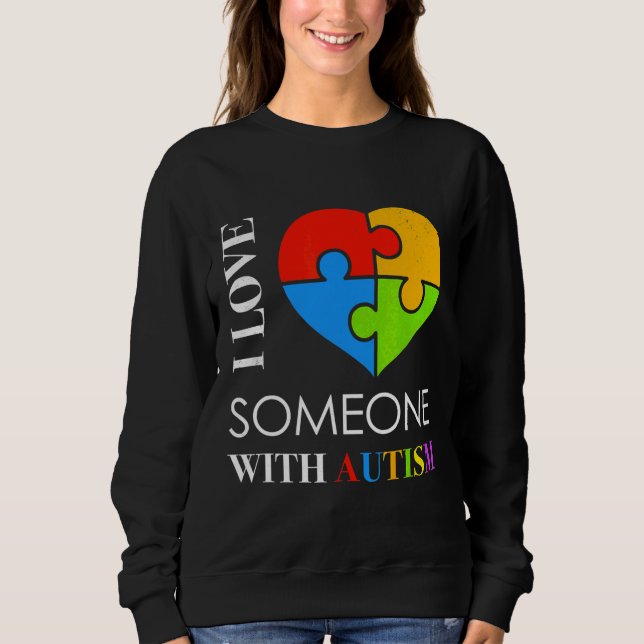 Camiseta Eu Amo Alguém Com Autismo Quebra-cabeça do Coração (Frente)