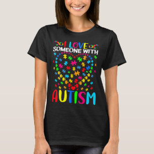 Camiseta Eu Amo Alguém Com Autismo Quebra-cabeça Heart Advo