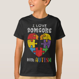 Camiseta Eu Amo Alguém Com Autismo Sensibilização Cardíaca 