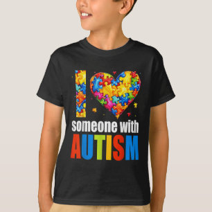 Camiseta Eu Amo Alguém Com Autismo Sensibilização Cardíaca 