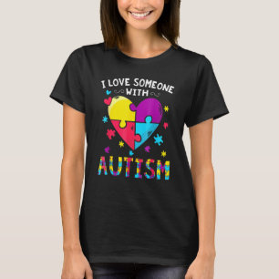 Camiseta Eu Amo Alguém Com Autismo Sensibilização Coração A