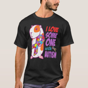 Camiseta Eu Amo Alguém Com Autismo - Torta de Puzzle de Por