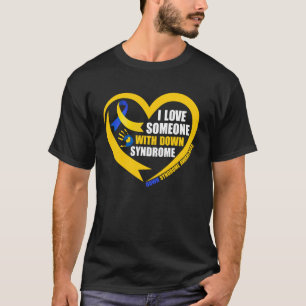 Camiseta Eu Amo Alguém com Dia do Síndrome de Down Azul e A