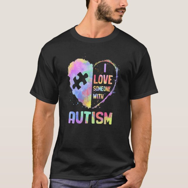 Camiseta Eu Amo Alguém Com Mês da Conscientização do Autism (Frente)