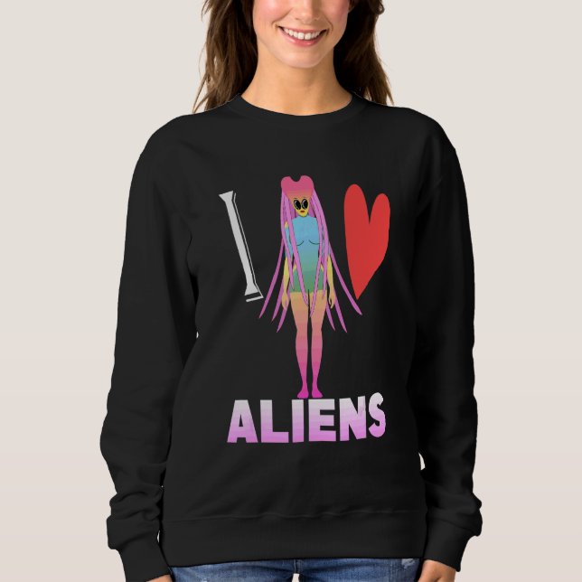 Camiseta Eu Amo Aliens  Ficção Científica (Frente)