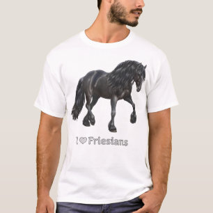 Camiseta Eu Amo Amantes de Cavalo Negro Frísia