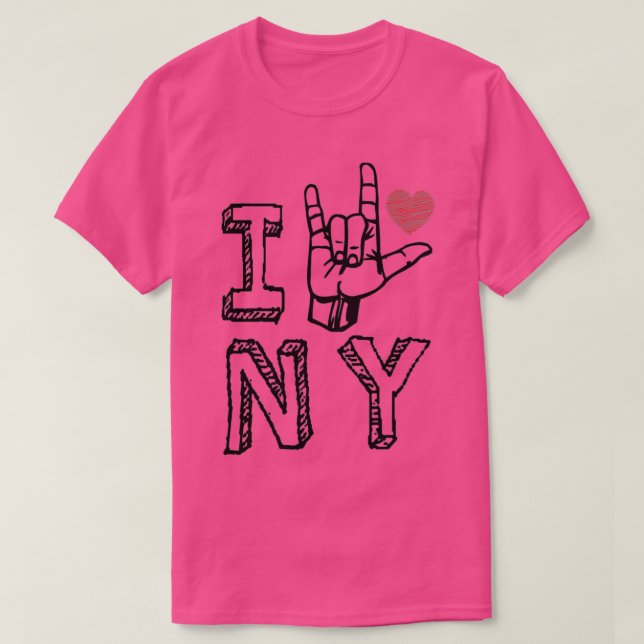 Camiseta Eu amo amantes do New York NY ASL New York (Frente do Design)