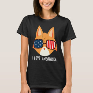 Camiseta Eu Amo Ameowrica Orange Tabby Cat Pet