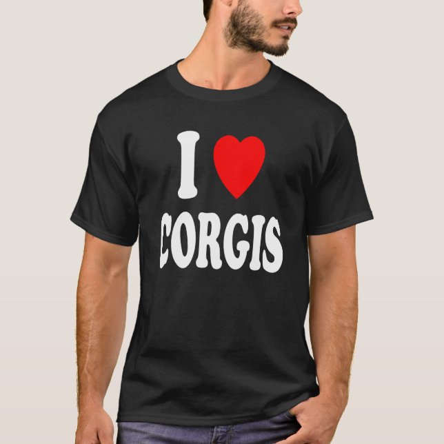 Camiseta Eu Amo (Amo) Corgis Cachorros Filhote (Frente)
