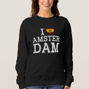 Camiseta Eu Amo Amsterdã Bandeira Divertida da Espanha Piad